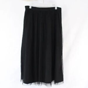J.Crew Midi Black Polkadot Tulle Skirt Size L